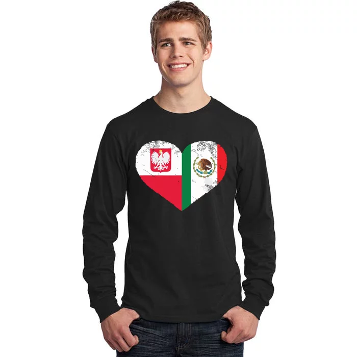 Polish Mexican Flag Heart Poland Mexico Tall Long Sleeve T-Shirt