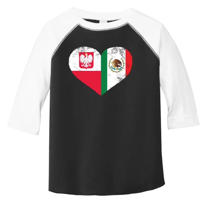 Polish Mexican Flag Heart Poland Mexico Toddler Fine Jersey T-Shirt