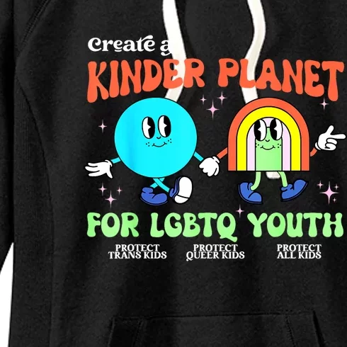 Pride Month Funny Create A Kinder Planet Lgbtq Ally Lgbt Gift Women's Fleece Hoodie