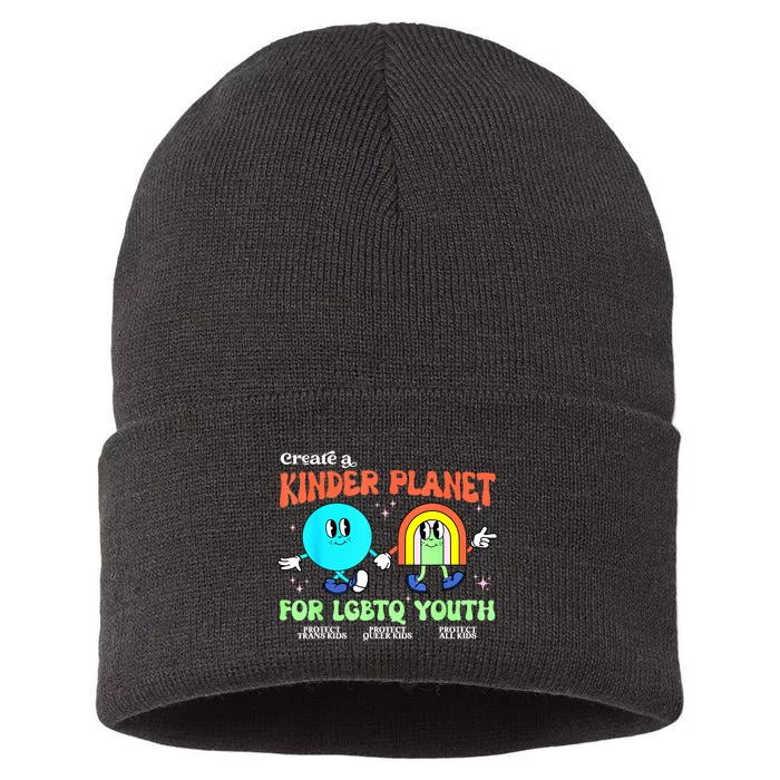 Pride Month Funny Create A Kinder Planet Lgbtq Ally Lgbt Gift Sustainable Knit Beanie