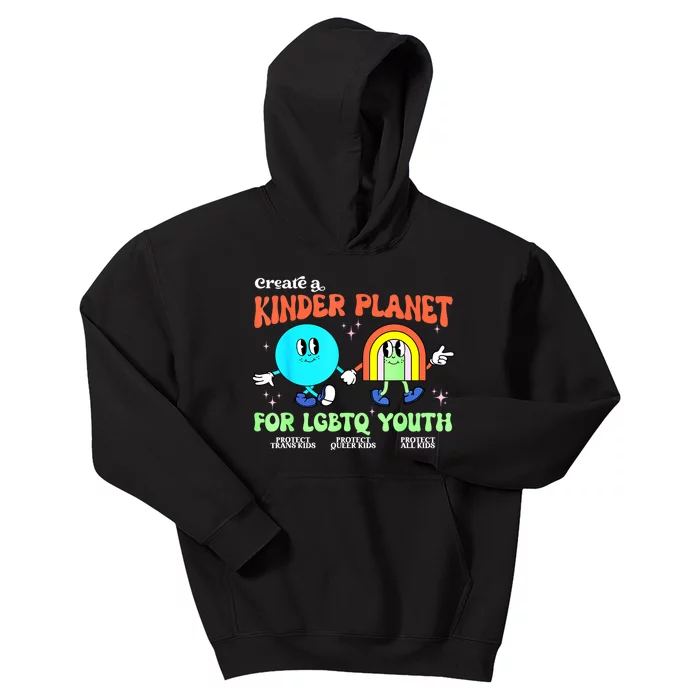 Pride Month Funny Create A Kinder Planet Lgbtq Ally Lgbt Gift Kids Hoodie