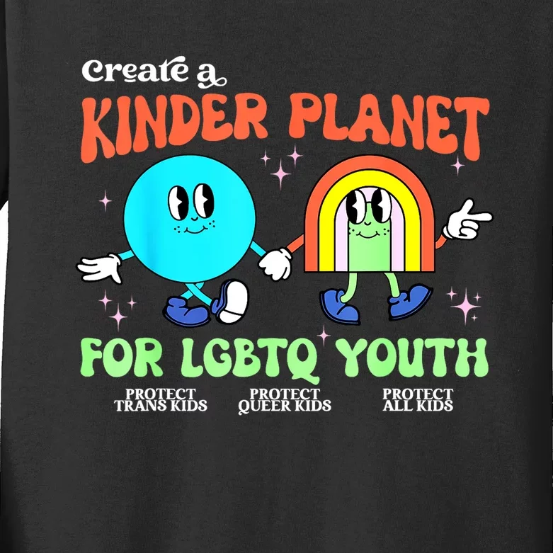 Pride Month Funny Create A Kinder Planet Lgbtq Ally Lgbt Gift Kids Long Sleeve Shirt