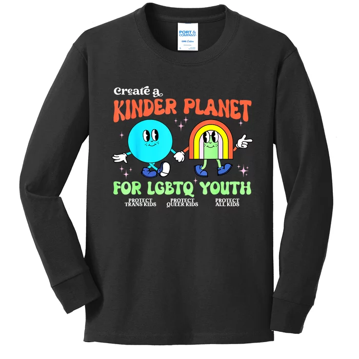 Pride Month Funny Create A Kinder Planet Lgbtq Ally Lgbt Gift Kids Long Sleeve Shirt