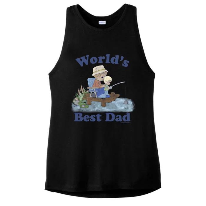 Precious Mots Fathers Day Worlds Best Dad Fishing Shot Cool Gift Ladies Tri-Blend Wicking Tank