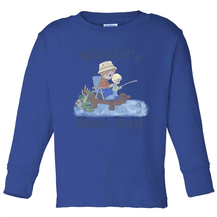 Precious Mots Fathers Day Worlds Best Dad Fishing Shot Cool Gift Toddler Long Sleeve Shirt