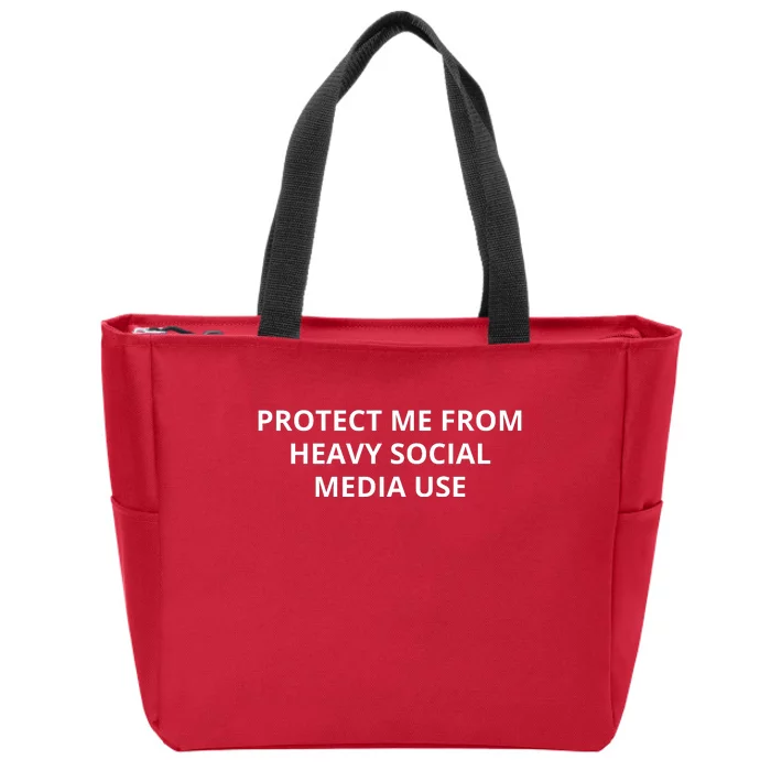 Protect Me From Heavy Social Media Use Zip Tote Bag