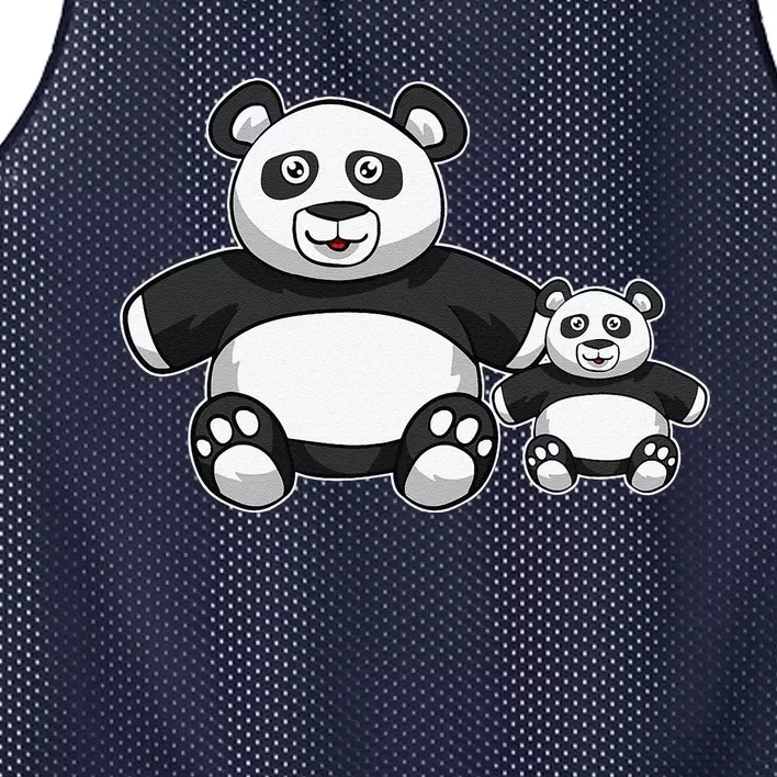 Panda Mother Father And Child Fathers Day Panda Bear Lovers Mesh Reversible Basketball Jersey Tank