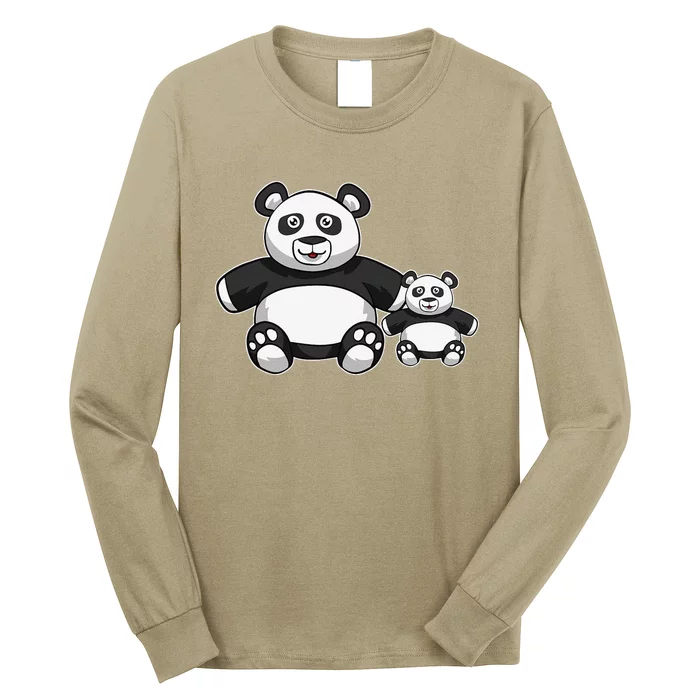 Panda Mother Father And Child Fathers Day Panda Bear Lovers Long Sleeve Shirt