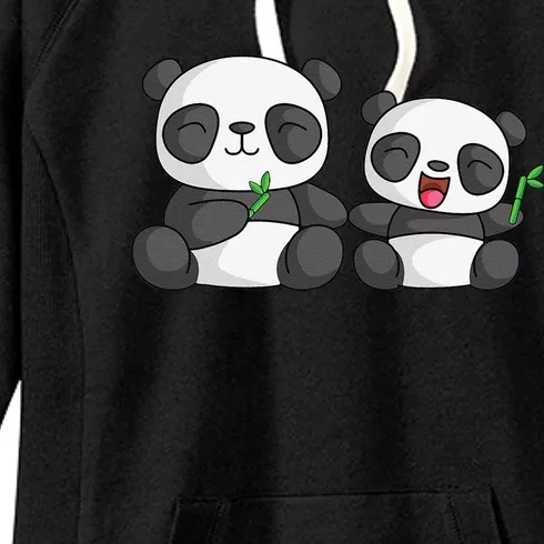 Panda Mother Father And Child Panda Bear Lovers Fathers Day Women's Fleece Hoodie