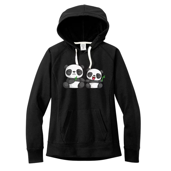 Panda Mother Father And Child Panda Bear Lovers Fathers Day Women's Fleece Hoodie