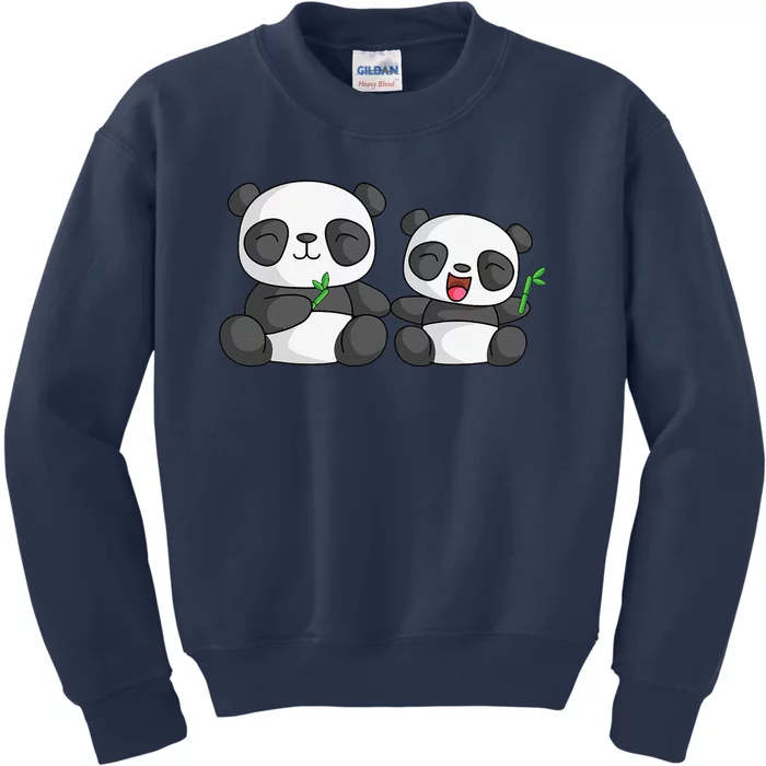 Panda Mother Father And Child Panda Bear Lovers Fathers Day Kids Sweatshirt