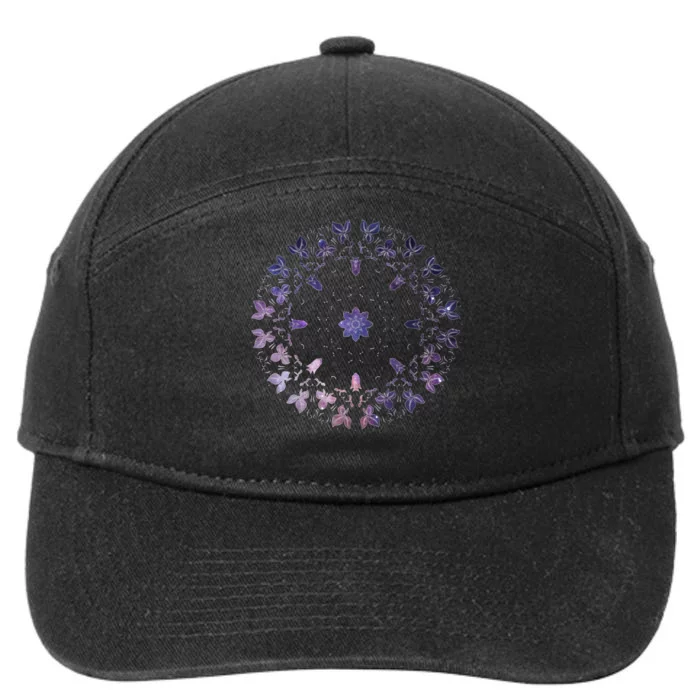 Purple Mandala Flower Sacred Geometry Fractal Art Good Vibe 7-Panel Snapback Hat