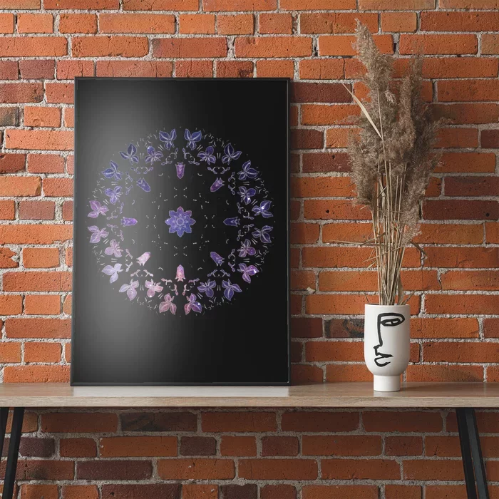 Purple Mandala Flower Sacred Geometry Fractal Art Good Vibe Poster