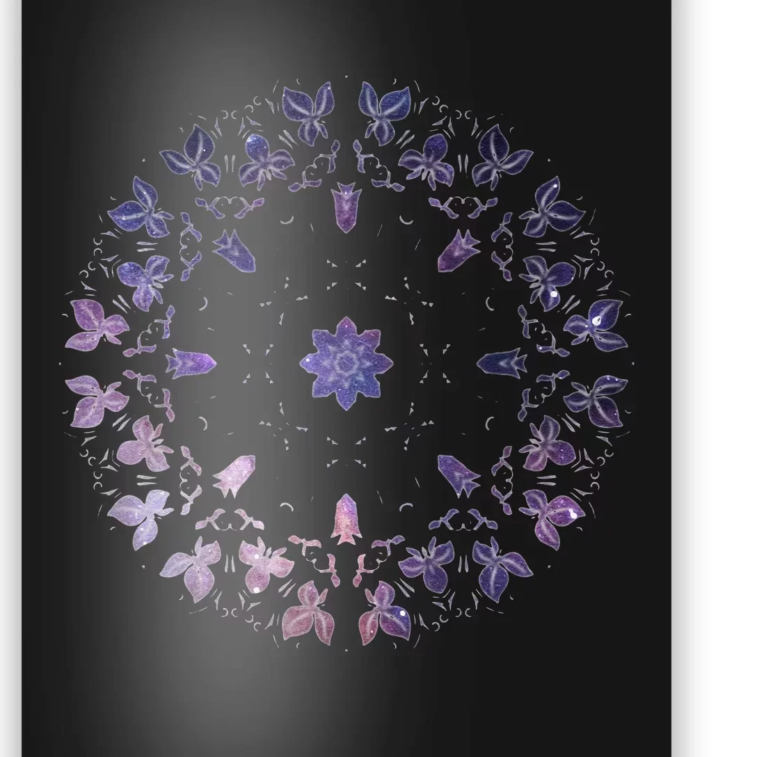 Purple Mandala Flower Sacred Geometry Fractal Art Good Vibe Poster