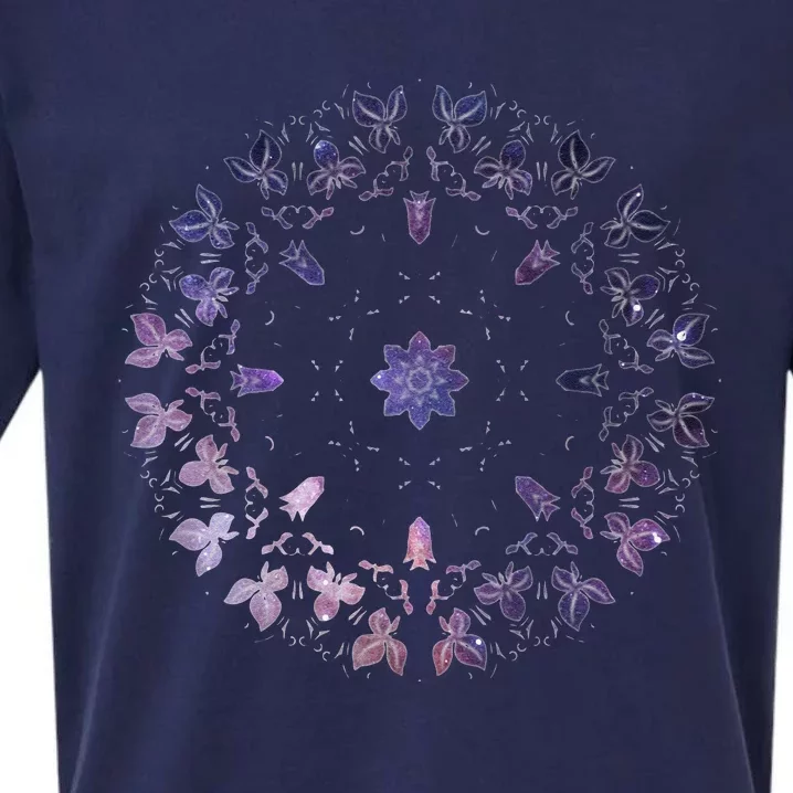 Purple Mandala Flower Sacred Geometry Fractal Art Good Vibe Sueded Cloud Jersey T-Shirt