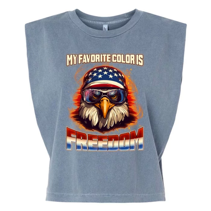 Patriotic My Favorite Color Is Freedom American Eagle Garment-Dyed Women's Muscle Tee