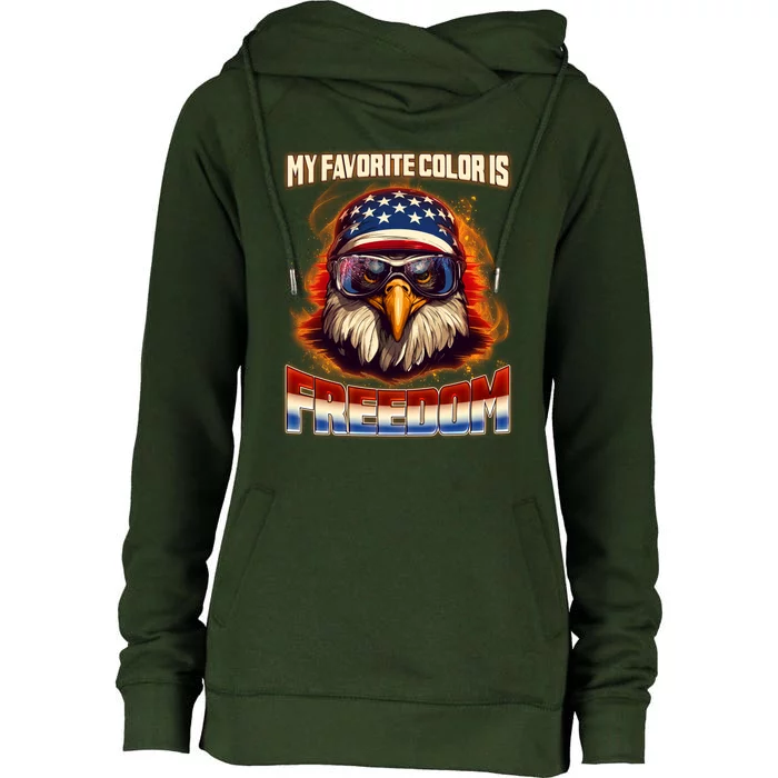 Patriotic My Favorite Color Is Freedom American Eagle Womens Funnel Neck Pullover Hood