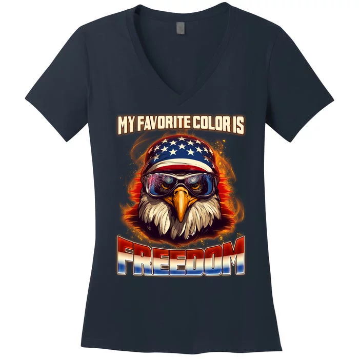 Patriotic My Favorite Color Is Freedom American Eagle Women's V-Neck T-Shirt