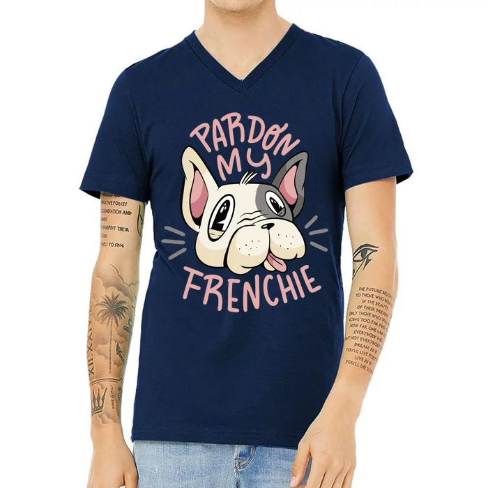 Pardon My Frenchie Bulldog V-Neck T-Shirt