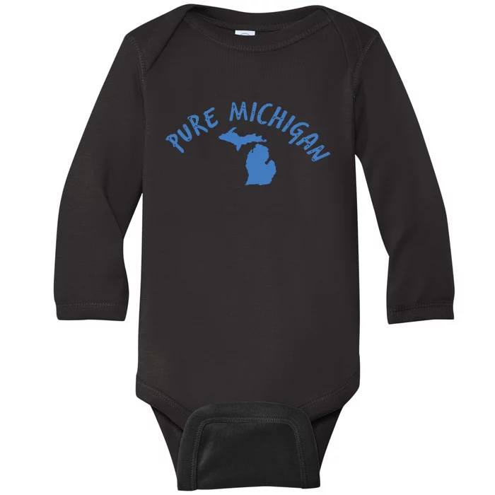 Pure Michigan Fun Water Adventure Vacation Great Gift Idea Baby Long Sleeve Bodysuit