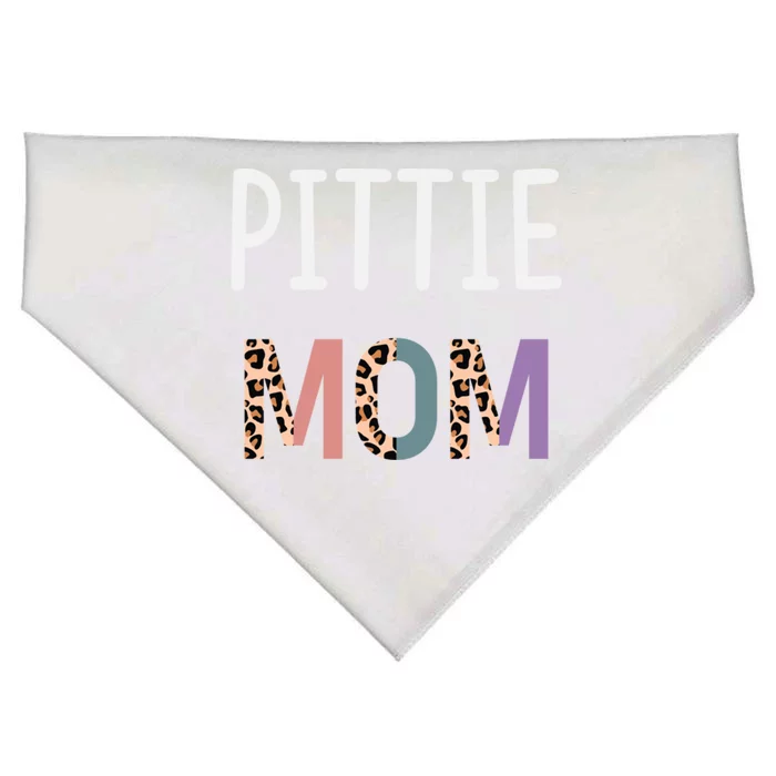 Pittie Mom Funny Pitbull Dog Lover Gift Leopard Gift USA-Made Doggie Bandana