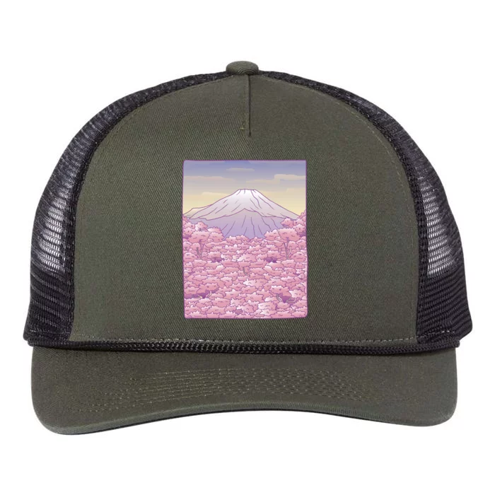 Pastel Mount Fuji Retro Rope Trucker Hat Cap