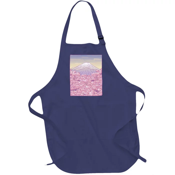 Pastel Mount Fuji Full-Length Apron With Pocket