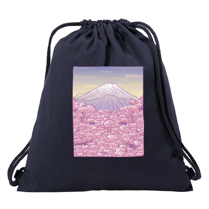 Pastel Mount Fuji Drawstring Bag