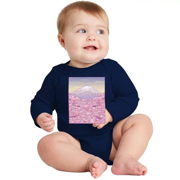 Pastel Mount Fuji Baby Long Sleeve Bodysuit