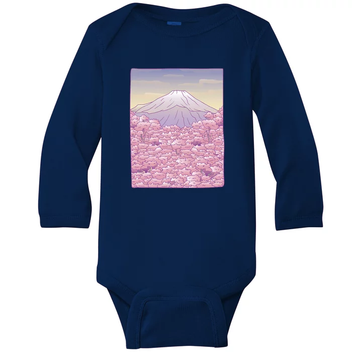 Pastel Mount Fuji Baby Long Sleeve Bodysuit