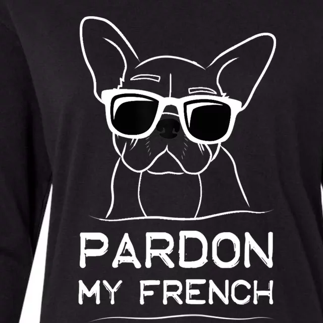 Pardon My French Tshirt Frenchie Bulldog Womens Cotton Relaxed Long Sleeve T-Shirt