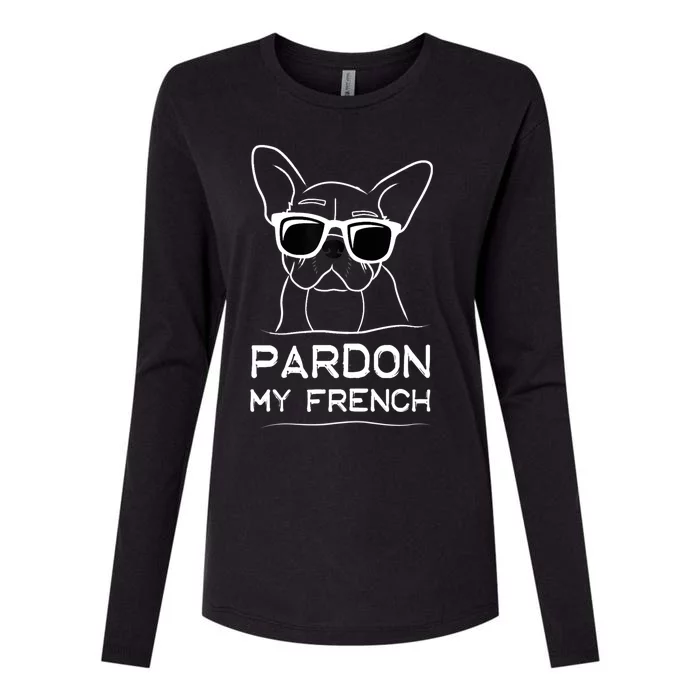 Pardon My French Tshirt Frenchie Bulldog Womens Cotton Relaxed Long Sleeve T-Shirt