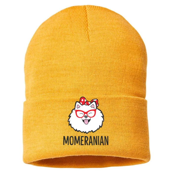 Pomeranian Mom Funny Momeranian Cute Pomeranian Sustainable Knit Beanie