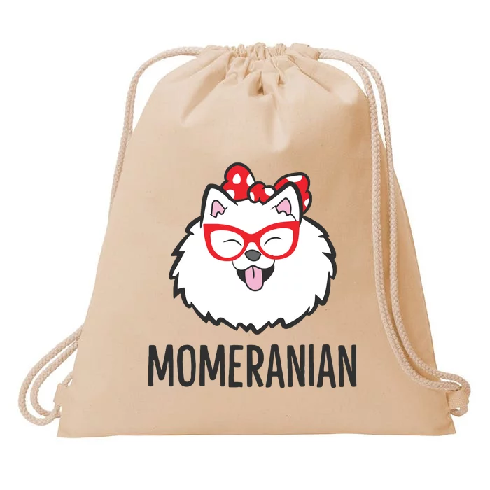 Pomeranian Mom Funny Momeranian Cute Pomeranian Drawstring Bag