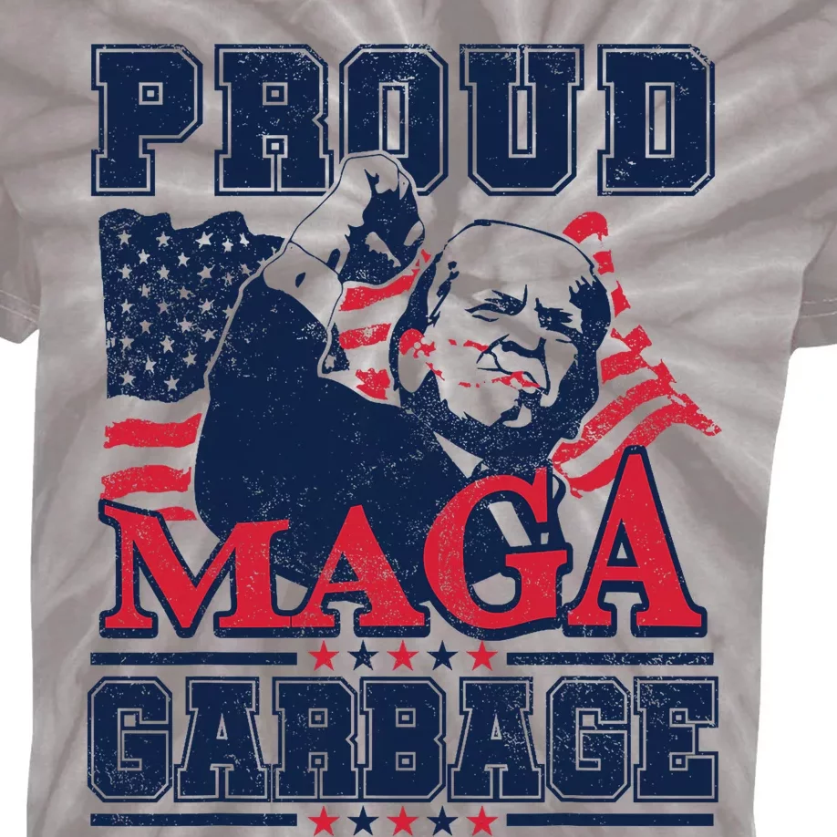 Proud Maga Garbage Vote Trump 2024 Trump Supporter Garbage Kids Tie-Dye T-Shirt