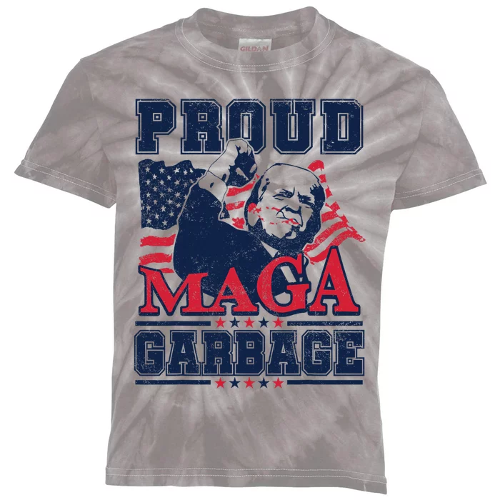 Proud Maga Garbage Vote Trump 2024 Trump Supporter Garbage Kids Tie-Dye T-Shirt