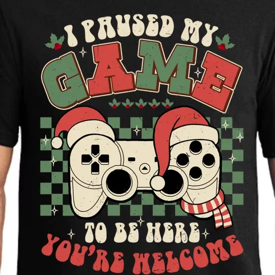 Paused My Game To Be Here Meaningful Gift Ugly Christmas Video Gamer Meaningful Pajama Set