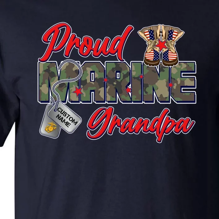 Proud Marine Grandpa Personalize Dog Tags Tall T-Shirt