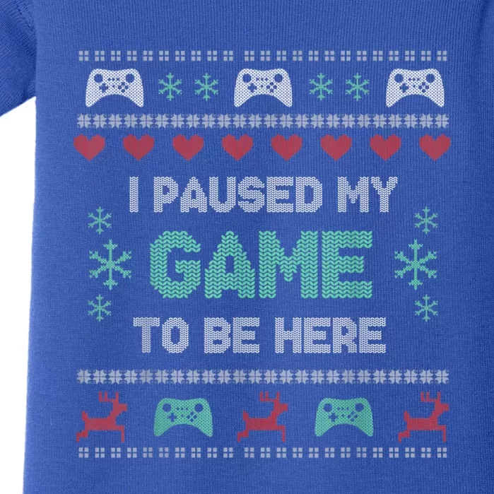 Paused My Game Ugly Christmas Xmas Sweater Gamer Funny Gift Baby Bodysuit