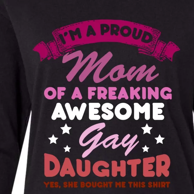 Proud Mom Gay Daughter Lesbian Flag Lgbtq Funny Lgbt Gift Cute Gift Womens Cotton Relaxed Long Sleeve T-Shirt