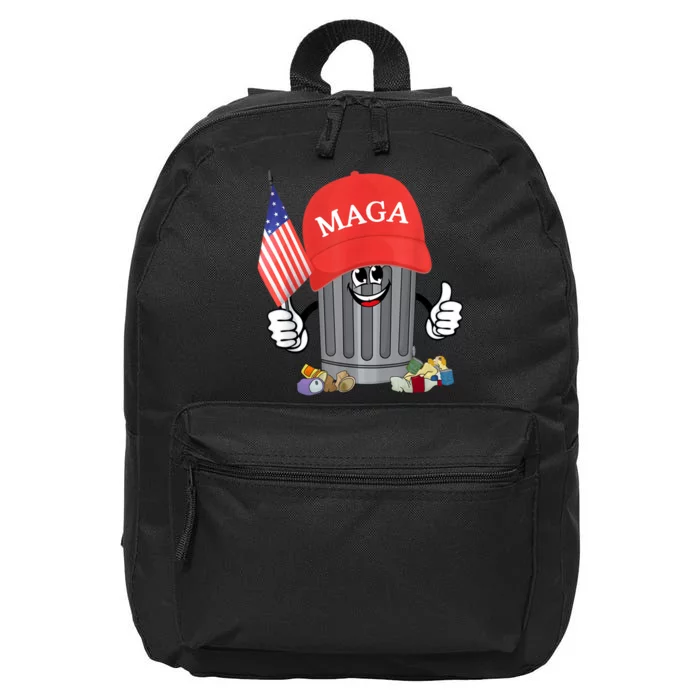 Proud Maga Garbage Trump Supporter Trash Can Cartoon Funny 16 in Basic Backpack