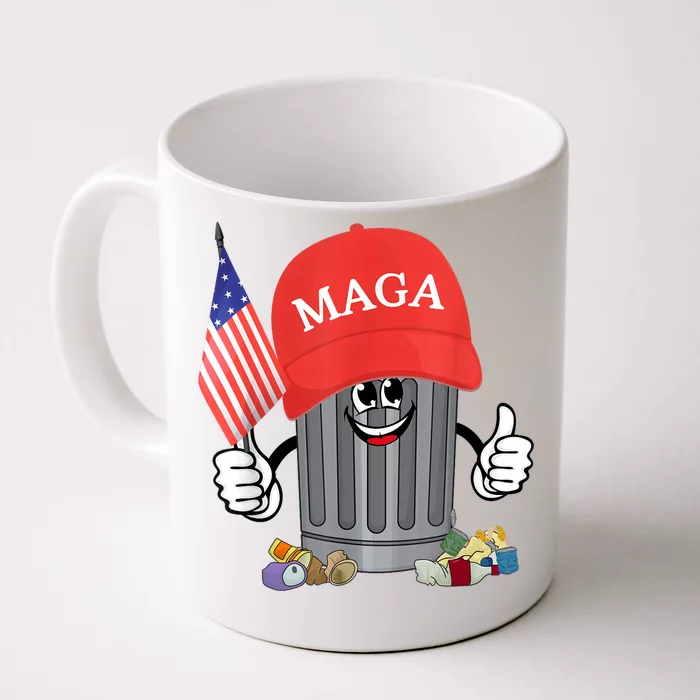 Proud Maga Garbage Trump Supporter Trash Can Cartoon Funny Front & Back Coffee Mug