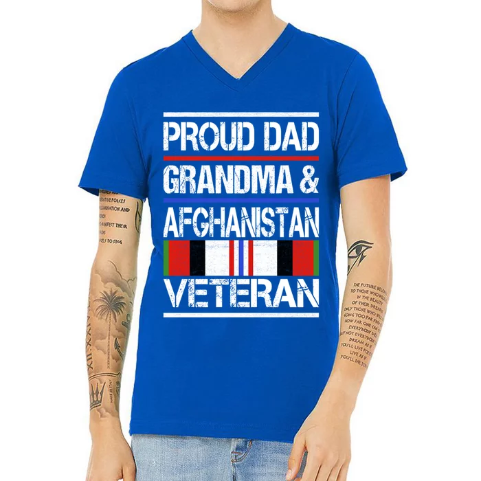 Proud Mom Grandma And Afghanistan Veteran Gift V-Neck T-Shirt