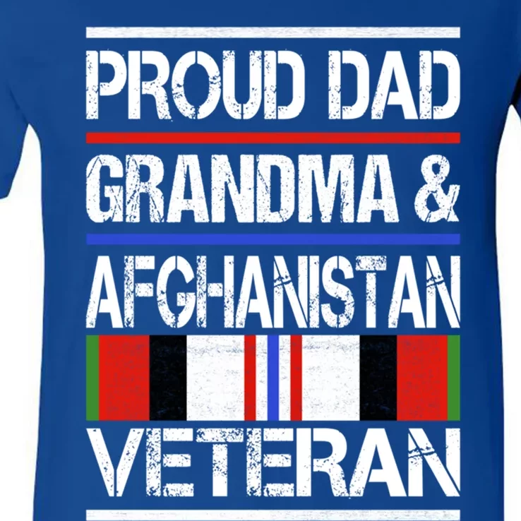 Proud Mom Grandma And Afghanistan Veteran Gift V-Neck T-Shirt