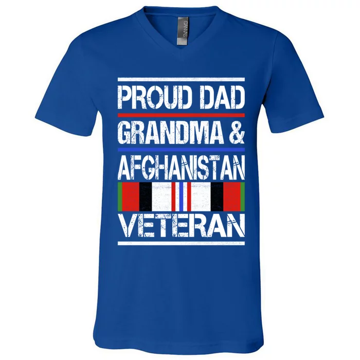 Proud Mom Grandma And Afghanistan Veteran Gift V-Neck T-Shirt