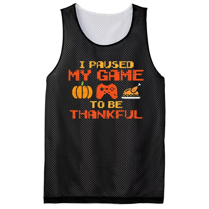 Paused My Game Thankful Video Gamer Thanksgiving Mesh Reversible Basketball Jersey Tank