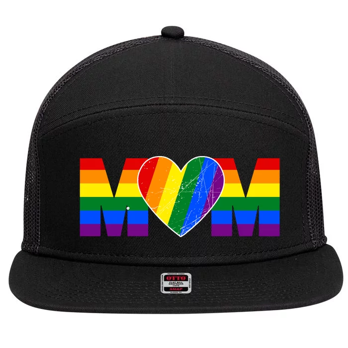 Pride Month Graphic For Mom Lover 7 Panel Mesh Trucker Snapback Hat