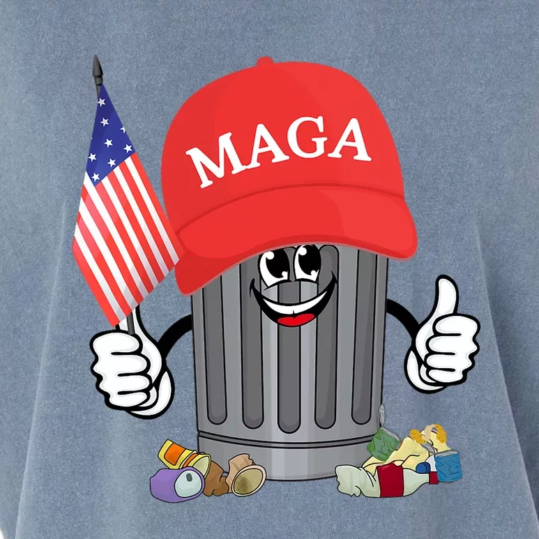 Proud Maga Garbage Trump Supporter Trash Can Cartoon Funny Garment-Dyed Women's Muscle Tee