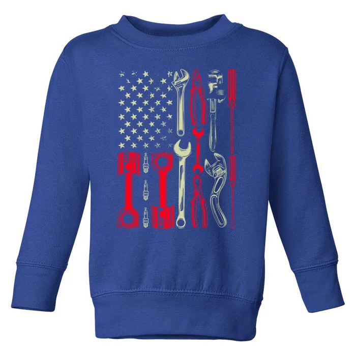 Patriotic Mechanic Garage American Mechanics Usa Cool Gift Toddler Sweatshirt