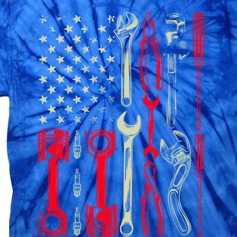 Patriotic Mechanic Garage American Mechanics Usa Cool Gift Tie-Dye T-Shirt